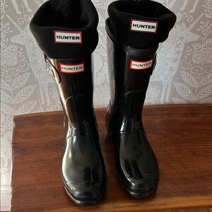 Hunter Glossy Black Tall Boots